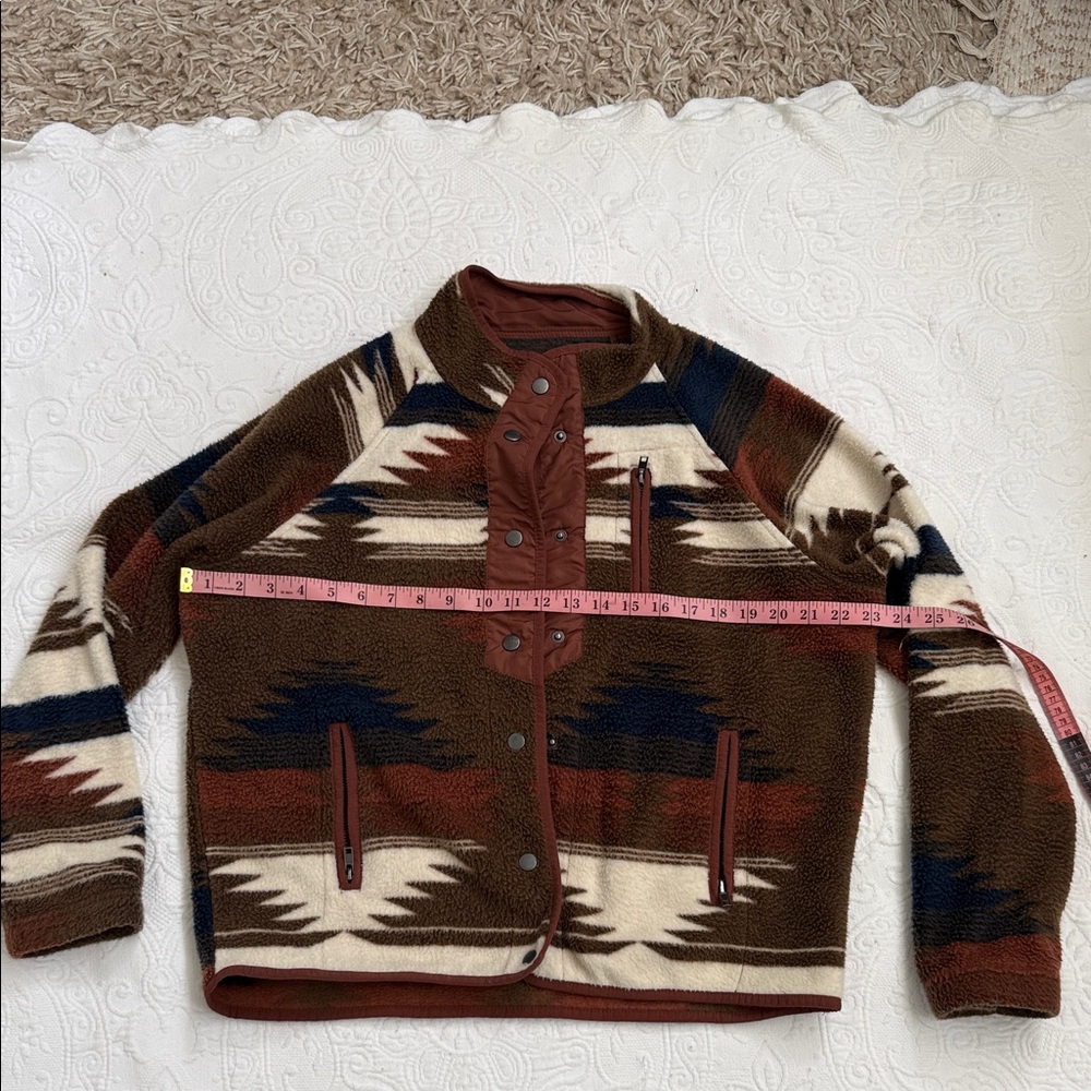 Altar'd State Brown and Cream Zip Up Sweater
